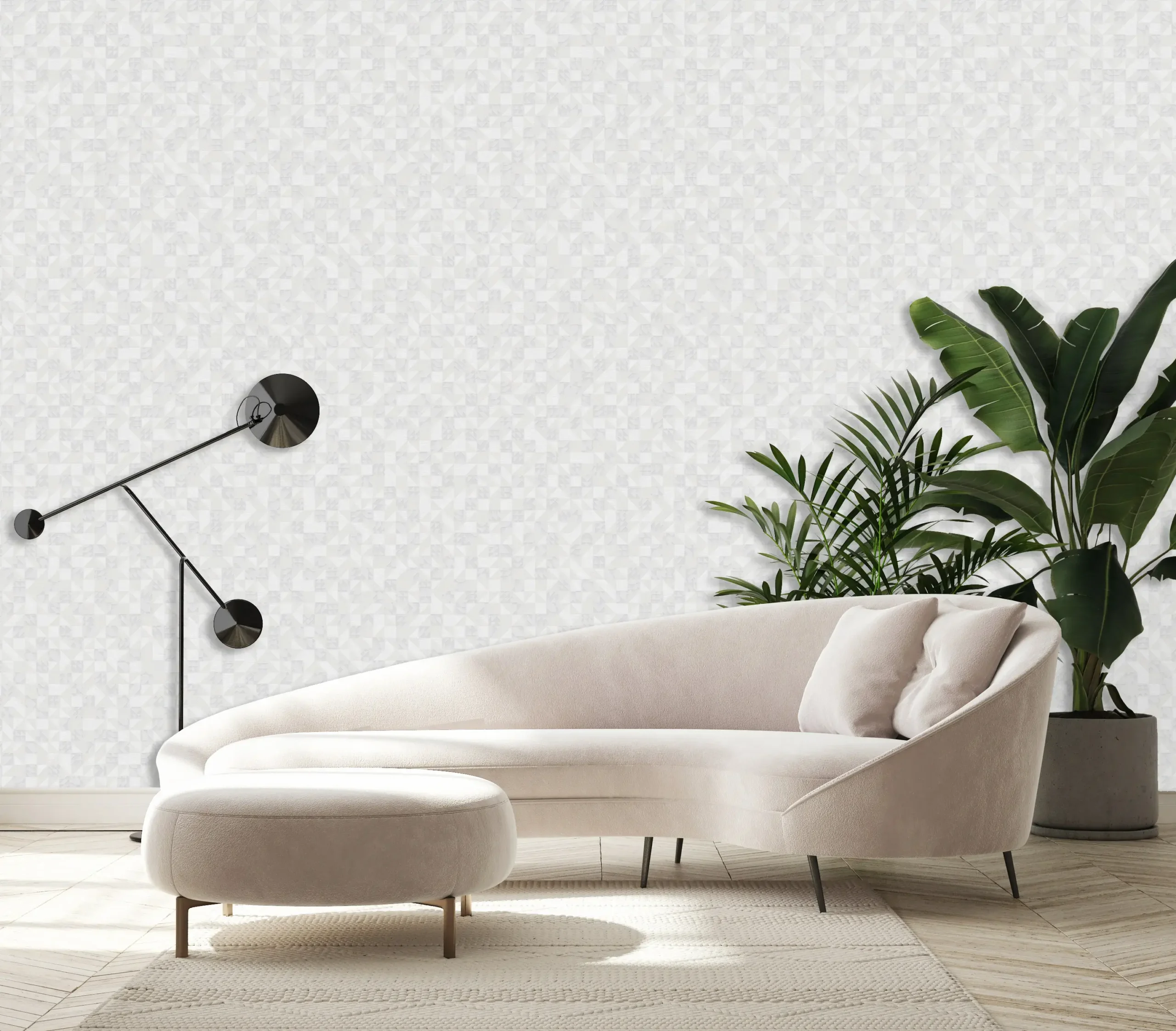 White Embossed Wallpaper – Luminous Neutrality (24106-1)